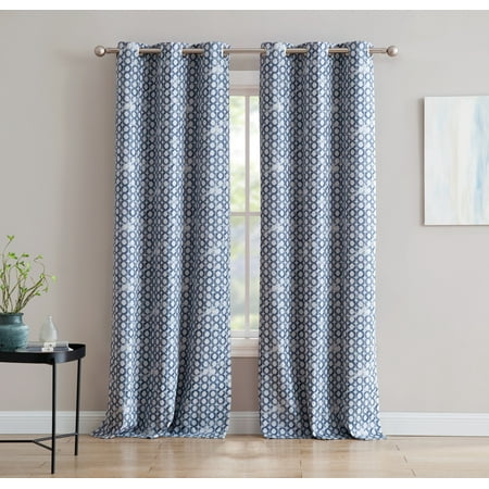 - Sunset Fabric Co., Single Blackout Panel with Grommets – Trent Geometric Print - 70% Cotton / 30% Polyester - 40