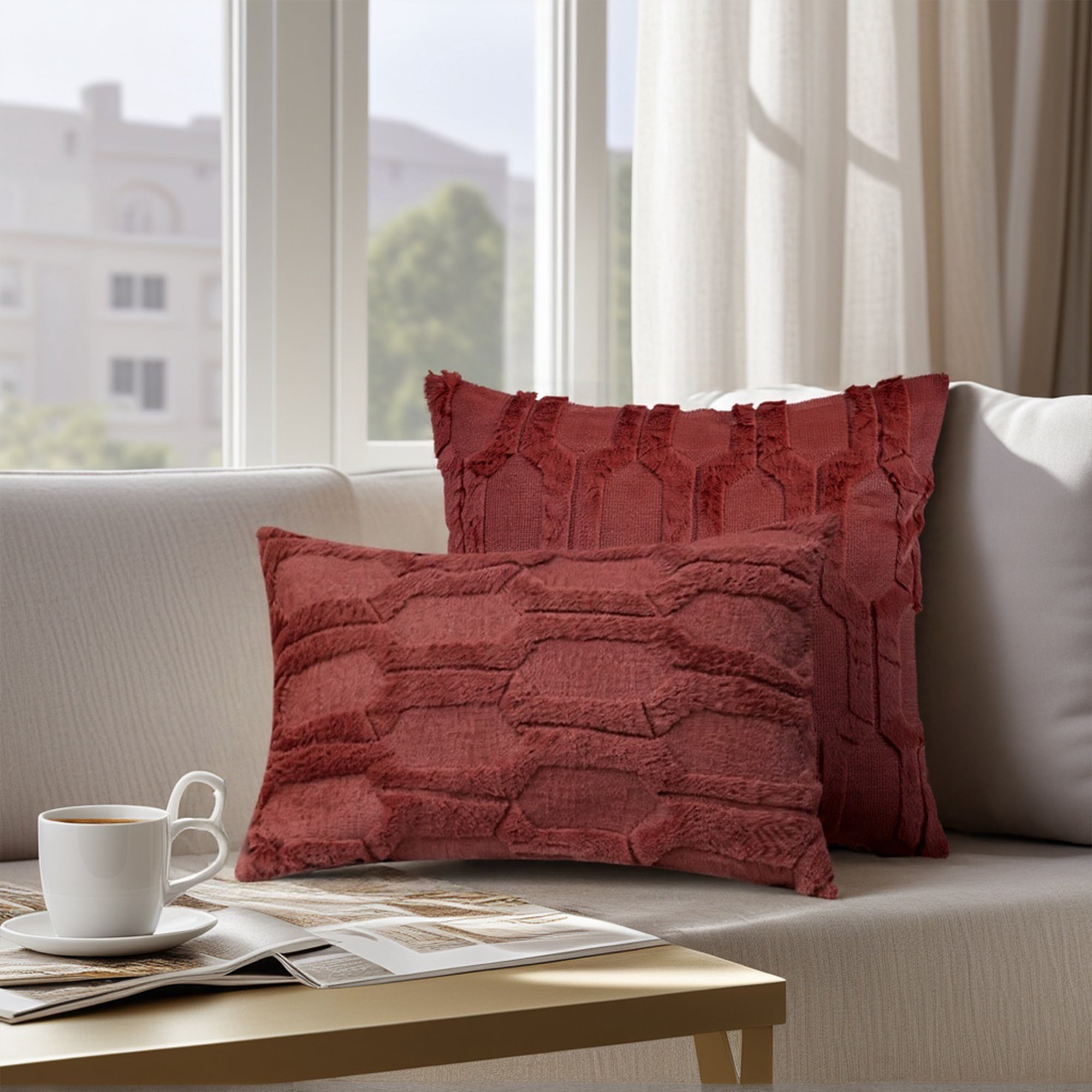 Unique Bargains Solid Color Plush Throw Pillow Covers White 18" x 18"