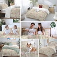 thumbnail image 5 of 3 Piece Pink Flowers Duvet Cover Set Twin Size, Microfiber Comforter/Quilt Cover with Corner Ties and 2 Pillowcases, Green Country Botanical Floral Leaves All Season Soft Bedding with Zipper Closure, 5 of 8