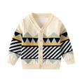 thumbnail image 2 of NAISIBABY Boys Cardigan Sweater, Long Sleeve Warm Checked Knitted Soft Casual Button Outwear Beige 4-5T, 2 of 3