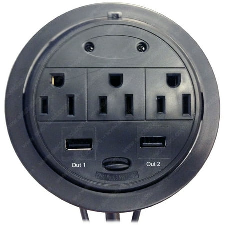 3 Power 2 Usb Power Tap Grommet Desk Outlet Table Hidden