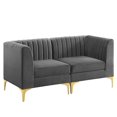 thumbnail image 1 of Modway Triumph Channel Performance Velvet Tufted Loveseat in Gray, 1 of 9