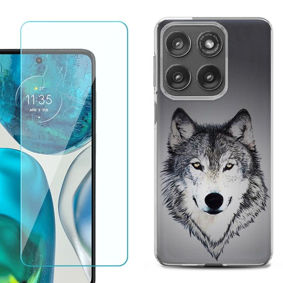 Shockproof Phone Case for Motorola Moto Edge 2026, by OneToughShield - Wolf Face