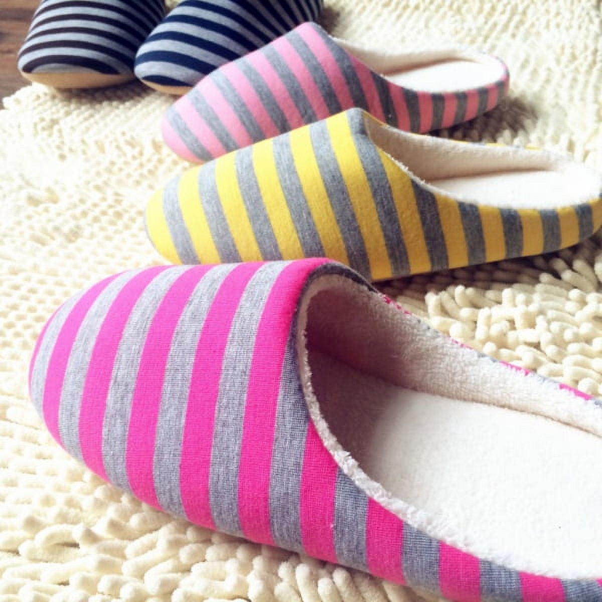 Winter Warm Home Slippers Stripe Anti-Slip Soft Sole Slippers Shoes House Indoor Floor Bedroom Slippers Shoes For Men/Women