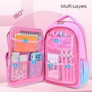 Gmdisc School Backpack for Girls, Fashion Waterproof School Bag Large Capacity Kids Backpack Lightweight Bookbag for Primary Elementary Middle School, Pink