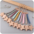 thumbnail image 2 of Cadena de silicona para chupete con cuentas, clip para chupete con forma de estrella de haya, embalaje para bebé, patrón de haya, cadena anticaída para chupete de haya, 2 of 6