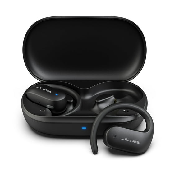 JLab Open Sport Earbuds, Black, Ear Hook Design for Workout Fitness, Wireless Open-Ear Audio Freedom, Safe Listening, Bluetooth Multipoint, Customize with The App