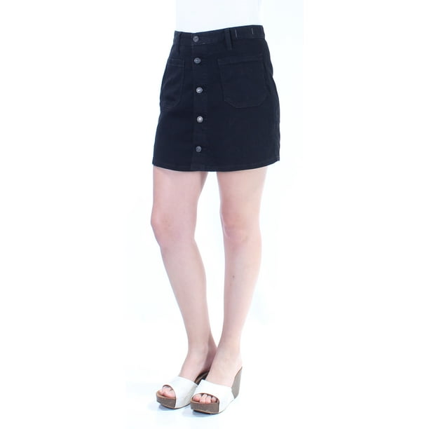 RALPH LAUREN $90 Womens New 1238 Black Button Up Mini A-Line Skirt 