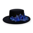 thumbnail image 4 of Slccxzc Elegant Fedora Hat with Floral Embellishment Retro Wide Brim Hat Panama Floppy Cap for Wedding Race Banquet Tea Parties, 4 of 7