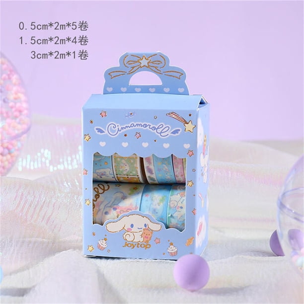 Rollo de pegatinas de Hello Kitty Sanrio Kuromi, accesorios hechos a mano, cinta adhesiva de papel, regalo, pegatina de estampado dorado, juguetes para niños, 1 caja