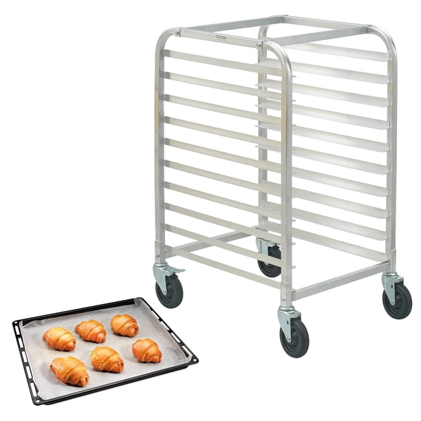 Bandeja para panecillos VEVOR de aluminio de 10 niveles con ruedas de freno de 26 x 51 x 99 cm