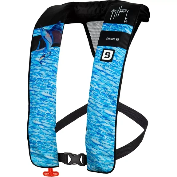 Bluestorm Cirrus 26 Inflatable Life Jacket USCG Type V PFD, Guy Harvey Signature Series *SAILFISH*