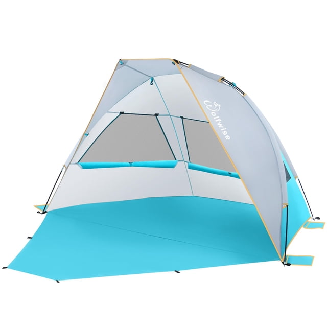 Carpa de playa WolfWise, portátil, antiUV, con protección solar, color azul