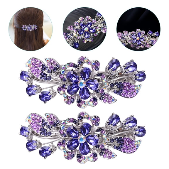 ELAYARD 2Pcs Rhinestones Hair Clamp Clips Back Hair Holders for Everyday Use