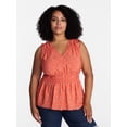 thumbnail image 2 of Time and Tru Women's Ruched Tie Shoulder Top, Sizes XS-XXXL, 2 of 6
