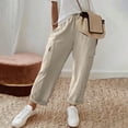 thumbnail image 2 of SBYOJLPB Womens Cargo Casual Pants with Multi-Pocket Solid Color Trousers and Rolled Cuff Hem Elastic Waistband Cargo Pants, 2 of 7