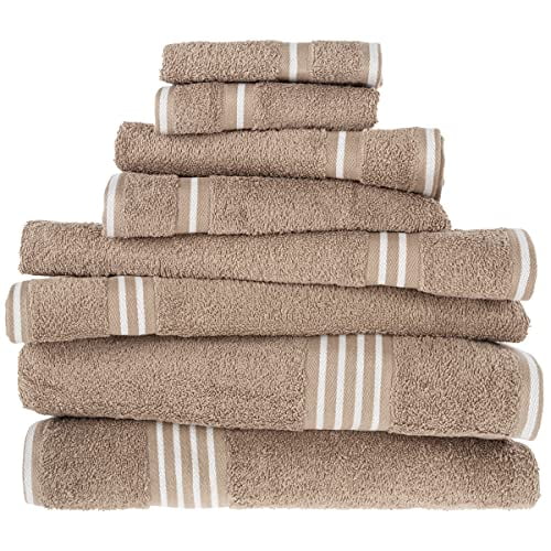 Bedford Home Rio 8-Piece Egyptian Cotton Towel Set, Taupe