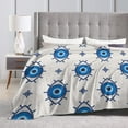 thumbnail image 4 of DouZhe Ultra-Soft Micro Fleece Lightweight Flannel Bed Blanket, Mystic Amulet Turkish Eye Print Cozy Warm Throw Blankets, 50"x40", 4 of 7
