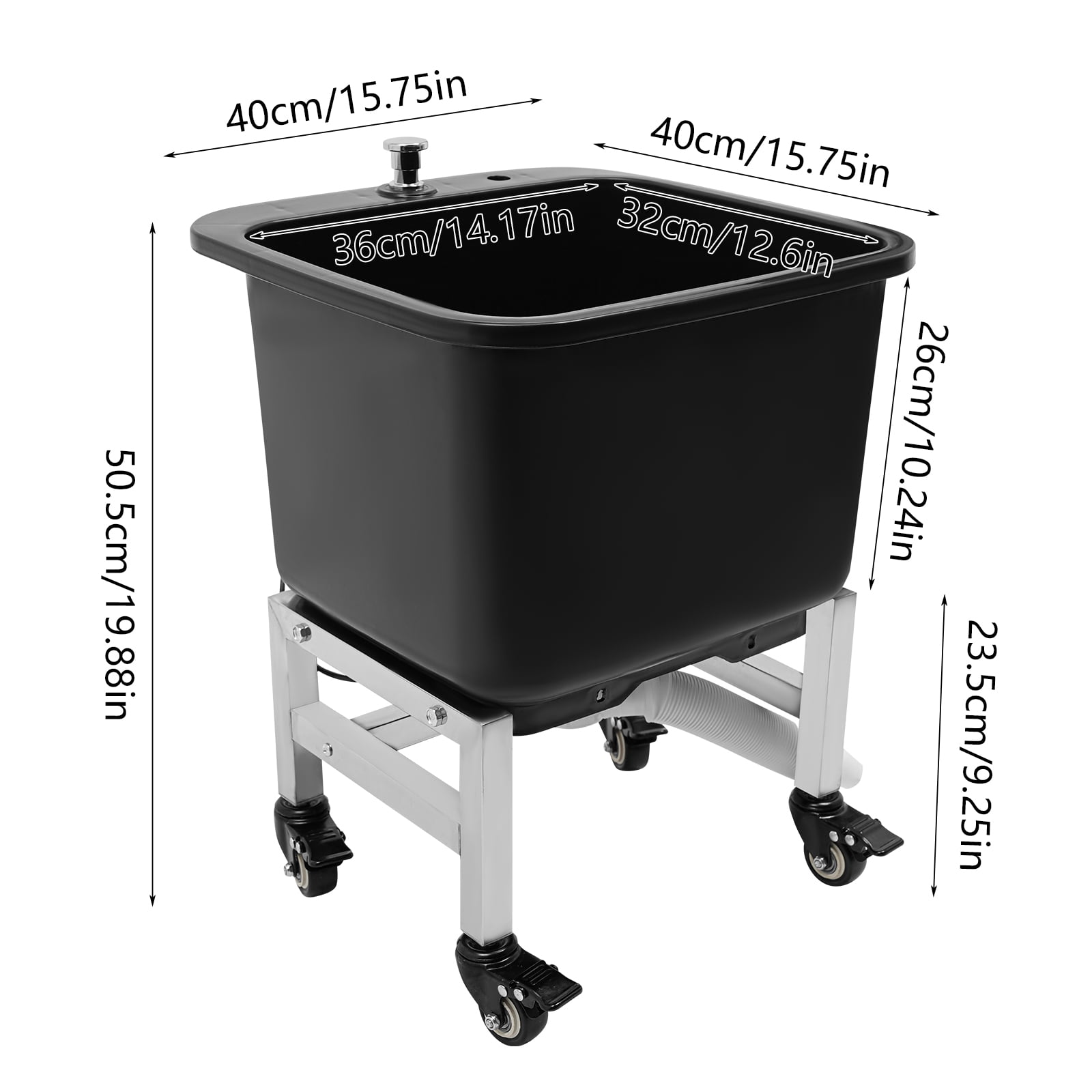 Freestanding Utility Sink Laundry Tub with&nbsp; Wheels, Raised Bottom, Smooth Edge, and Pop-Up Drain for Easy Mobility and Convenient Cleaning