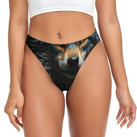Sigee Vintage Wolf Warrior for Women s G-String Panty  Low Rise  Soft Lace Perfect for Everyday Wear or Special Occasions-Large
