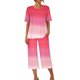 thumbnail image 5 of Pijamas de Verano para Mujeres, Suelto Impreso Manga Corta Superior Y Pantalones Recortados, Cuello Redondo Casual, 5 of 6