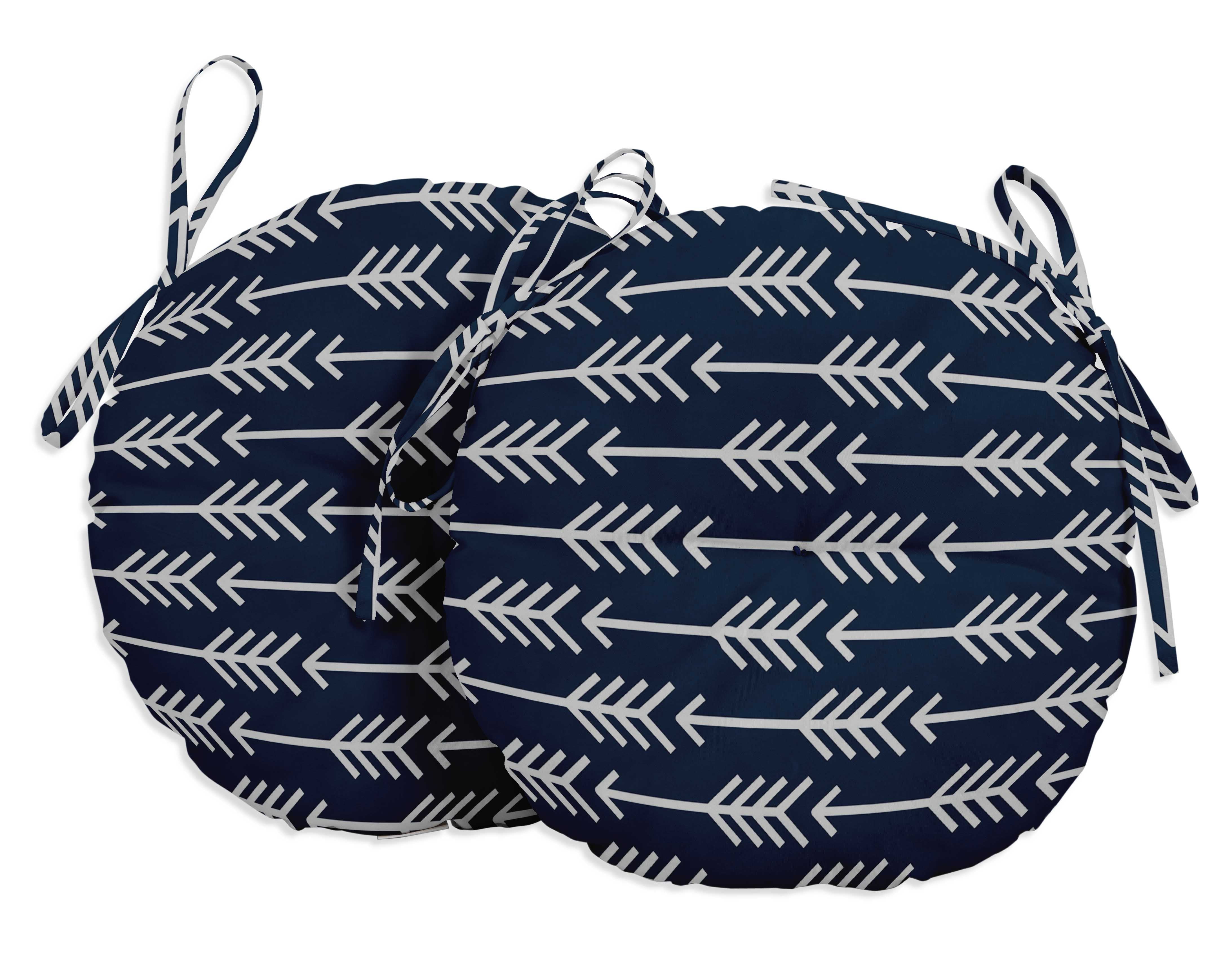 Vargottam Indoor/Outdoor Round Bistro Chair Cushions Block Print 15