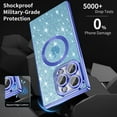 thumbnail image 3 of for iPhone 14 Pro Max Case Magnetic Cases  Clear Silicone Protective Phone Cover (Compatible with MagSafe) Women Ultra Thin Flexible Luxury Plating Cases Blue, 3 of 9