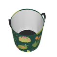 thumbnail image 3 of ZNDUO Round Laundry Basket, Waterproof Collapsible Laundry Baskets with Handles, Small Size - Cartoon Flowers Frogs Pattern, 3 of 8