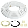 thumbnail image 2 of 25FT Mini Split Line Set for Fixed Frequency 1P Air Conditioner, Air Conditioning Pipe with Flared Nuts, 1/4 3/8-Inch OD White Thickened PE Insulated Coil HVAC Hose, 2 of 9