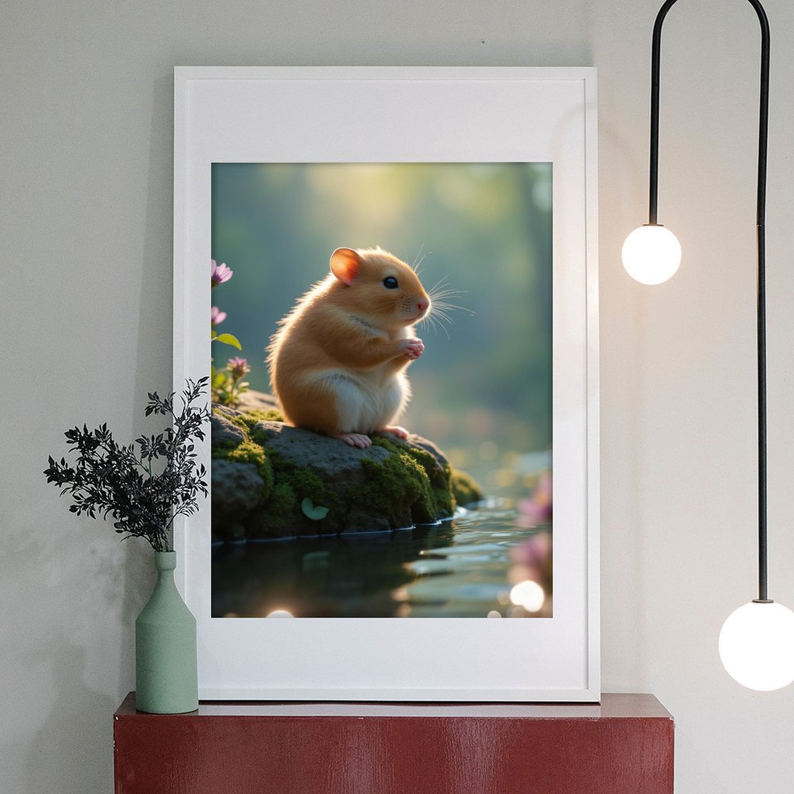Diamond Art Kit for Adults, Peaceful Hamster On Mossy Rock Diamond Painting for Adults Beginners, 5D DIY Diamond Art Painting Kits, Colorful Diamond Painting Craft for Home Decor 12x16