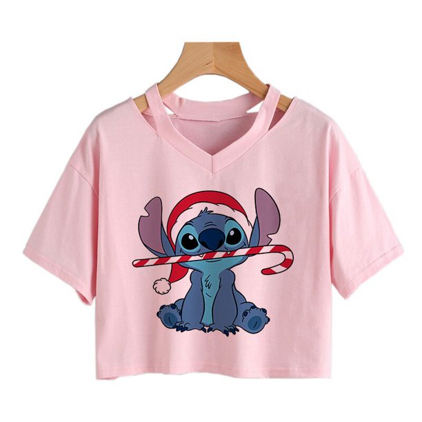 Y2k Disney Kawaii Lilo Stitch Funny Cartoon T Shirt Women Stitch Manga T-shirt Graphic Tshirt Streetwear Crop Top Tees FemaleL Gao Jinjia LED