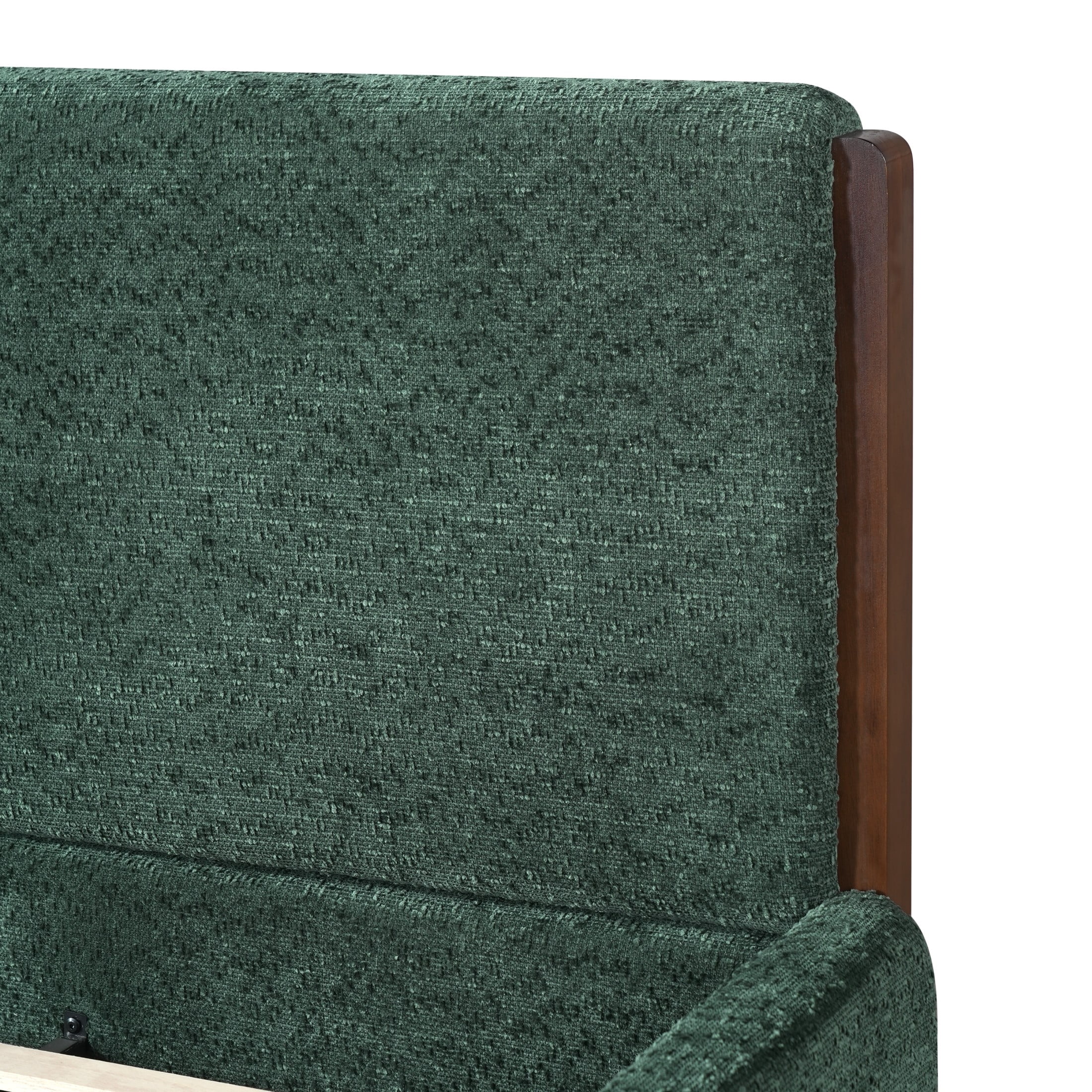 Christopher Knight Home Modern King Chenille Upholstered Platform Bed Frame with Wood Accents, Green