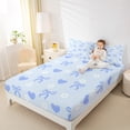 thumbnail image 4 of Manfei Blue Love Heart Queen Sheet Sets for Teen, Kawaii Princess Bow-tie Flat Sheet, Cartoon Bowknot Queen Fitted Sheet, Lightweight Room Decor, 4-Piece, 4 of 7