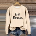 thumbnail image 4 of Women Crew Neck Pullover off The Shoulder Sweatshirt for Women Blue Women's Tall English Letters Printed off Shoulder Sleeves Hoodless Pullover Sweatshirt Round Neck Sweatshirt L, 4 of 5