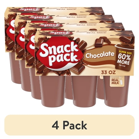 (4 pack) Snack Pack Super Size Chocolate Pudding, 5.5 oz Pudding Cups, 6 Count