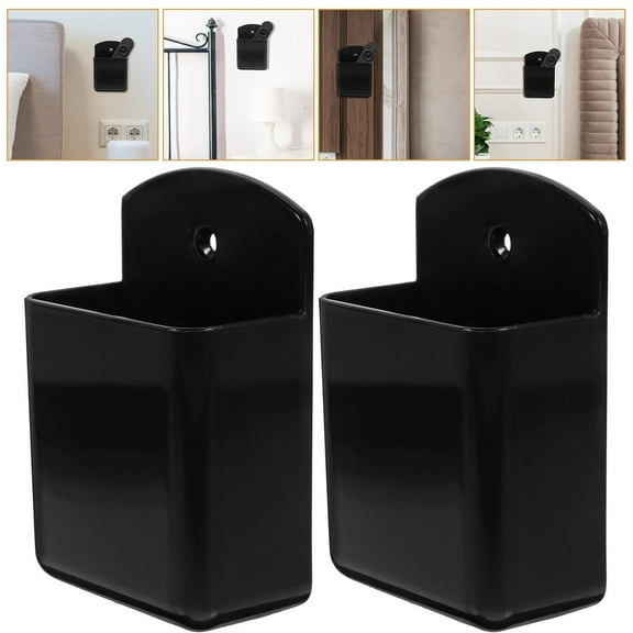 Topbathy 2Pcs Wall Mount Remote Control Holder Black for Bedroom Living Room Storage Organizer