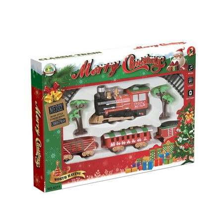 Christmas Toy Train Set Electric Track Train Light Music Function Rail Car Compartment Christmas Toys Classic Track Train Set ()
