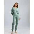 thumbnail image 3 of Women'S V Neck 2 Piece Sweater Set Pullover Casual High-Waisted Knit Set Sweatsuits Green One size, 3 of 5