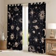 thumbnail image 2 of jejeloiu Stars Planet Moon Blackout Curtains Set of 2 (52x84 Each),Universe Galaxy Window Curtains,Beige Black Curtains and Drapes For Adults,Microfiber Bedroom Decor, 2 of 6