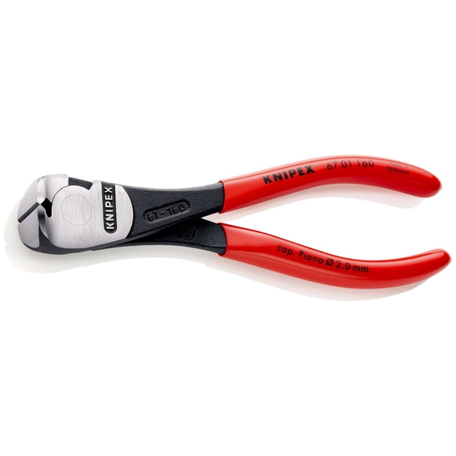 KNIPEX 67 01 160 Pinzas de corte frontal extra fuerte recubierto de plástico acabado pavonado 160 mm