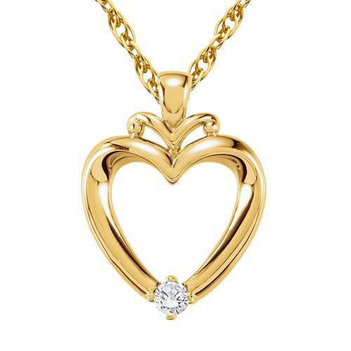 .15Ct Real Solitaire Diamond Heart Pendant Solid Heavy 14K Yellow Gold ...
