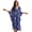 Blue American Flag, variant on Dragonfly Hibiscus Plumeria Print Kaftan Dresses for Women Batwing Sleeve Caftan Cover Up Palm Leaves Design Beach Maxi Dress Lightweight Loungewear Mumu Dresses with Side Slits