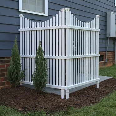 36in H x 45in W (2 Panels) No Dig Enclo Huntersville White Vinyl Privacy Screen, Outdoor Privacy Panels, Trash Can Enclosure, Air Conditioner Fence, Pool Equipment Enclosure, ZP19036