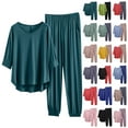 thumbnail image 6 of FAIWAD Womens Pajama Sets 3/4 Sleeve V-Neck Tops and Elastic Waistd Pants Nightwear 2 Piece Lounge Set with Pockets, 6 of 6
