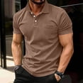 thumbnail image 2 of Men Short Sleeve Polo Shirt Casual Summer Collar Shirts Dress Button Polo T Shirt Classic Golf Shirts Brown M, 2 of 4