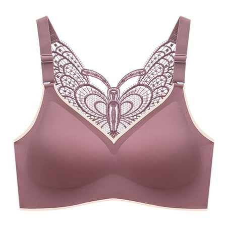 Bras for Women Plus Size Womens Large Size Butterfly Beauty Back Wrap Latex No Steel Ring Ice Silk Sports Bra Gathering Underwear