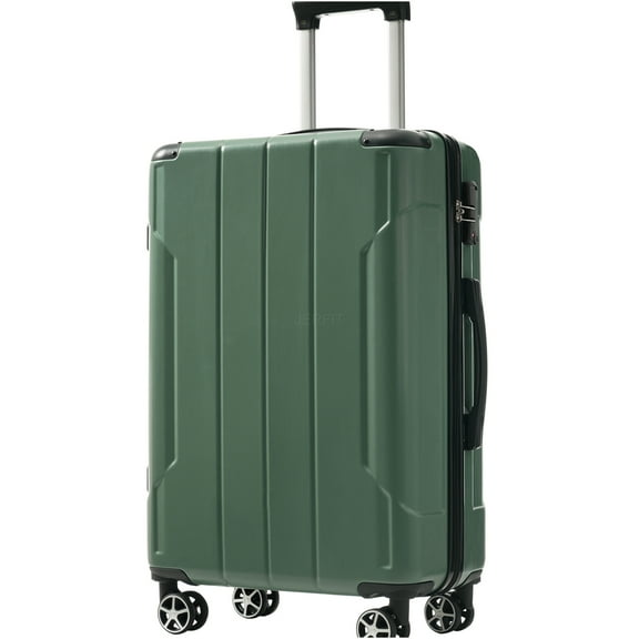 JERFIT 24" Expandable Hardshell Suitcase, Lightweight ABS Checked Luggage with TSA Lock & 8 Spinner Wheels, Green