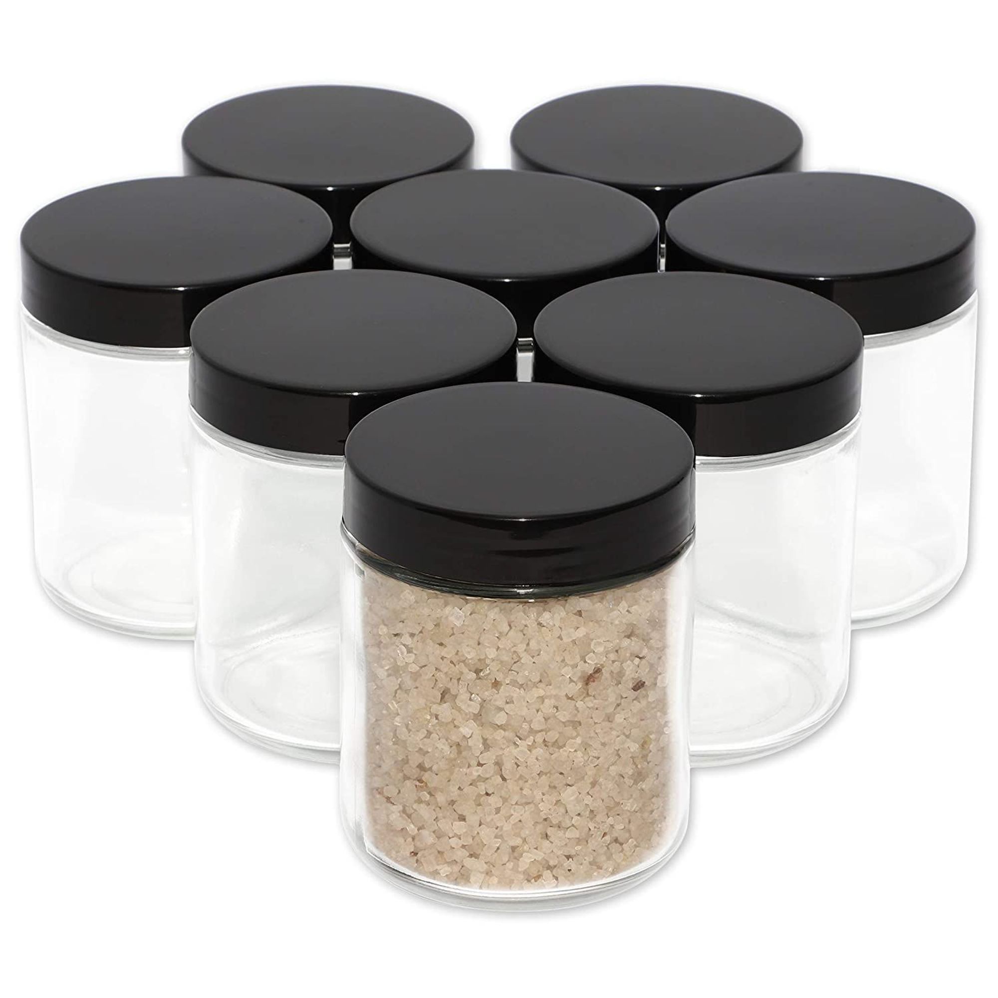 Juvale Juvale 8 oz Empty Small Clear Glass Jars with Black Lids 8