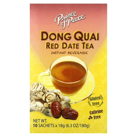 Prince of Peace Instant Beverage Dong Quai Red Date Tea Caffeine Free 10 Sachets 18 g Each by Prince Of Peace