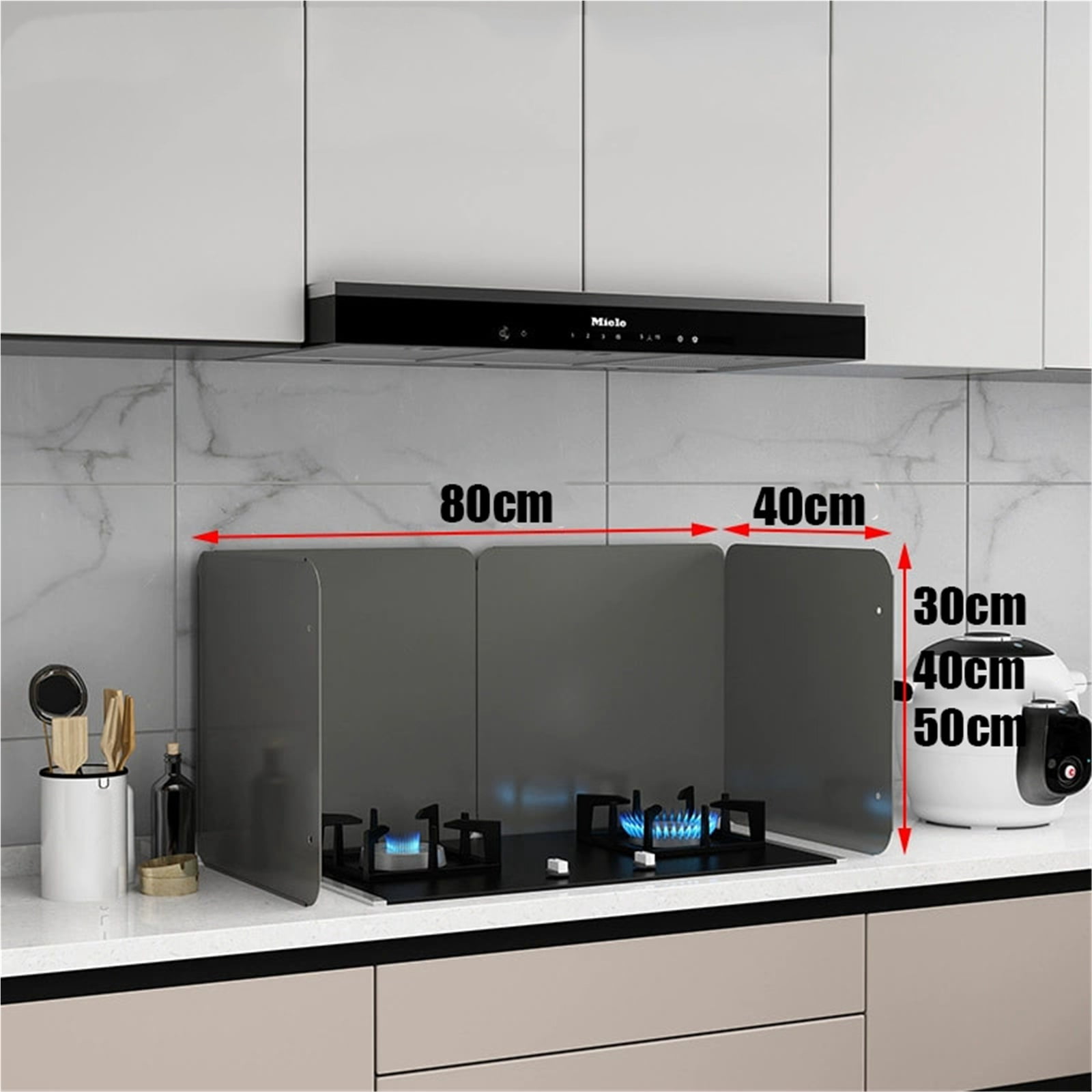 Kitchen Oil Splatter Guard for Gas Stove, High Temperature Resistant Heat Insulation Baffle, Foldable Integrated Anti-Oil Shield for Home Cooktop Induction Cooker